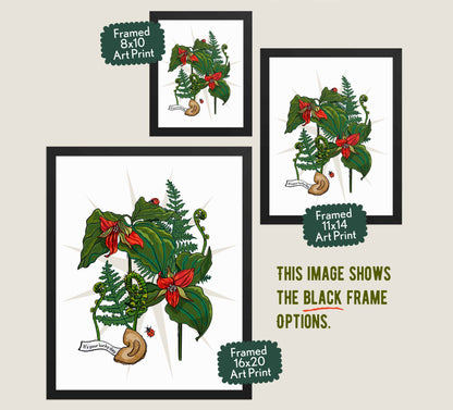 This image shows the three available sizes, which are 8x10, 11x14, and 16x20. This image shows them all in black wood frames.