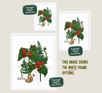 This image shows the three available sizes, which are 8x10, 11x14, and 16x20. This image shows them all in white wood frames.