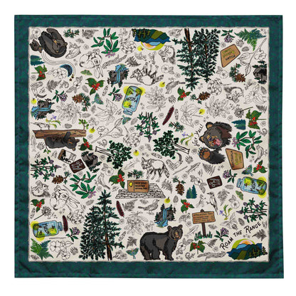 Great Smoky Mountains Bandana Scarf | Hiking Outfit | Head Wrap | Large Size 25x25 Inches