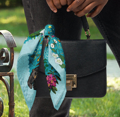 Ursa Major & Minor Stars Bandana styledon a black purse.