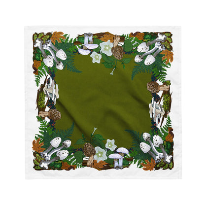 Mushrooms and Moth Eco-Friendly Bandana | Head Scarf | Eco-friendly Recycled Material | SPF Protection | Medium Size