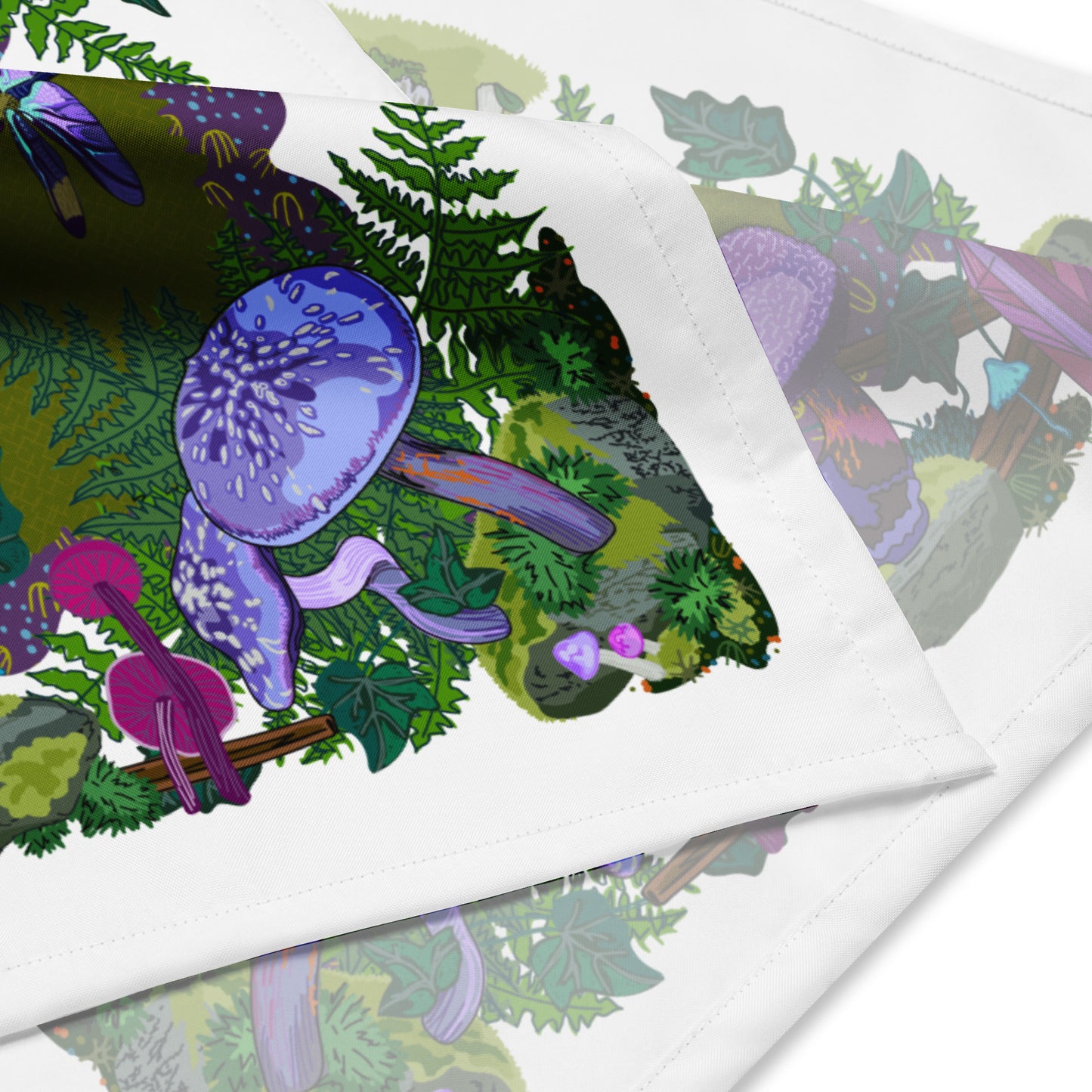 Purple Mushrooms Bandana Scarf | Head Wrap | Eco-friendly Recycled Material | SPF Protection