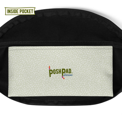 Interior pack pocket. It's ivory with the Posh Pad logo in the middle.