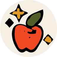 Apple illustration with sparkles