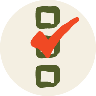 Illustration of 3 check boxes with a red checkmark on one box.